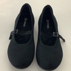 Viviana Claire Walker Black Knit Mary Jane Flats Arch Support EXCELLENT Preowned